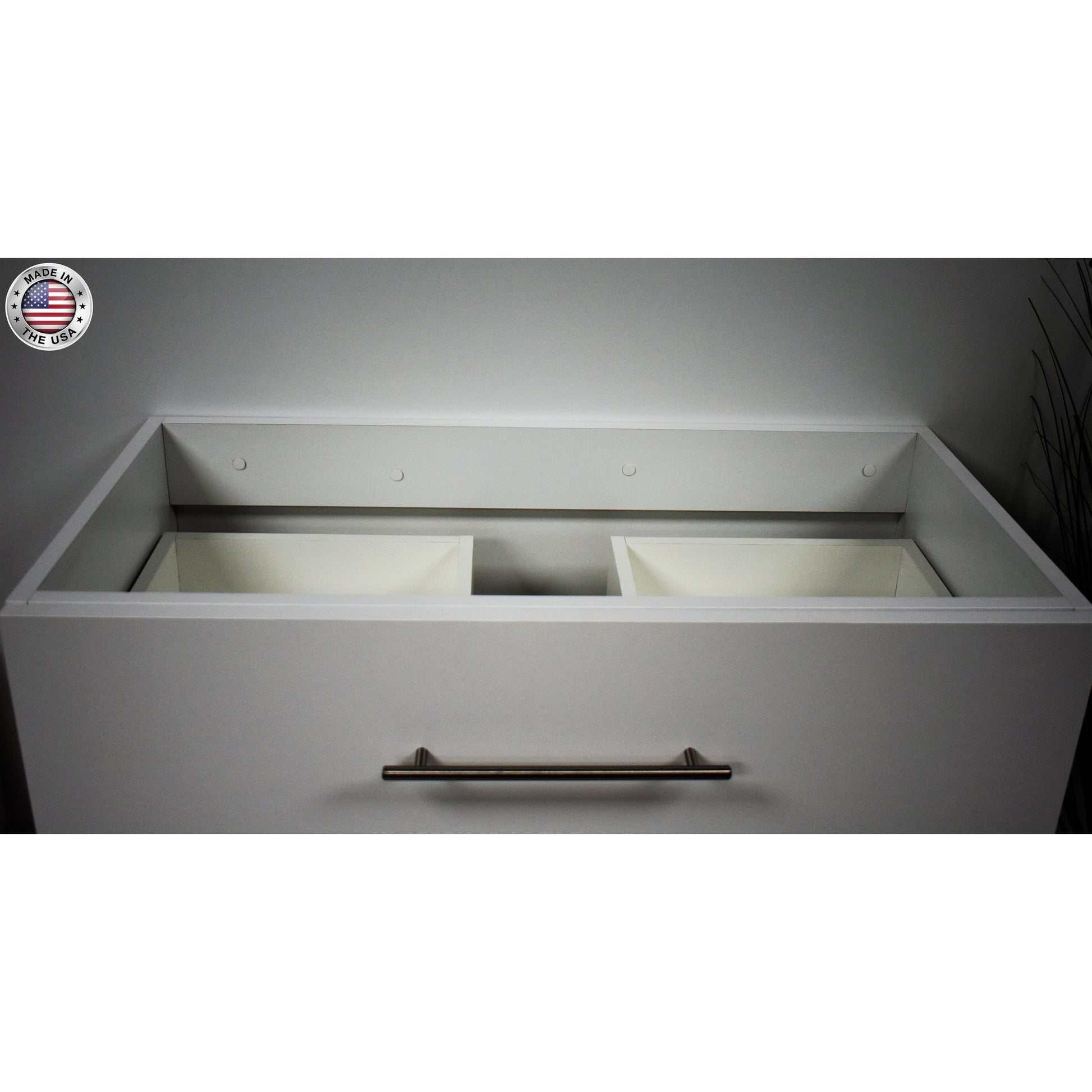 Volpa USA Napa 36" White Wall-Mounted Floating Modern Bathroom Vanity With Satin Nickel Round Handles