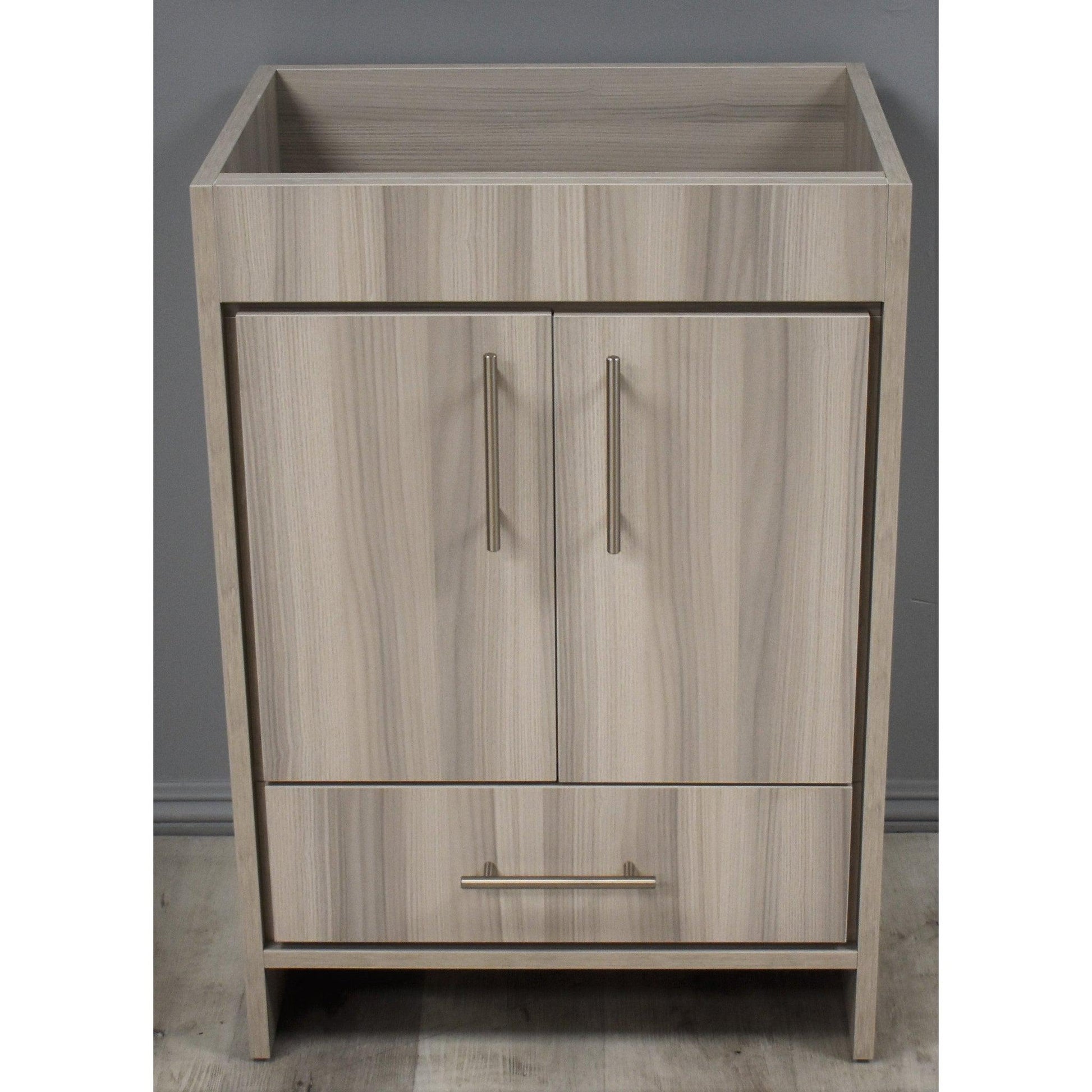 Volpa USA Pacific 24" Ash Gray Freestanding Modern Bathroom Vanity With Brushed Nickel Round Handles Cabinet Only