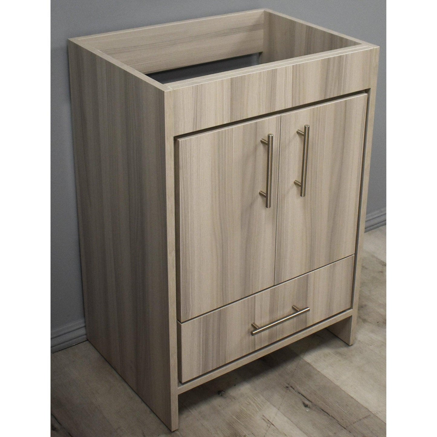 Volpa USA Pacific 24" Ash Gray Freestanding Modern Bathroom Vanity With Brushed Nickel Round Handles Cabinet Only