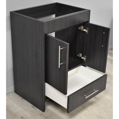 Volpa USA Pacific 24" Black Ash Freestanding Modern Bathroom Vanity With Brushed Nickel Round Handles Cabinet Only