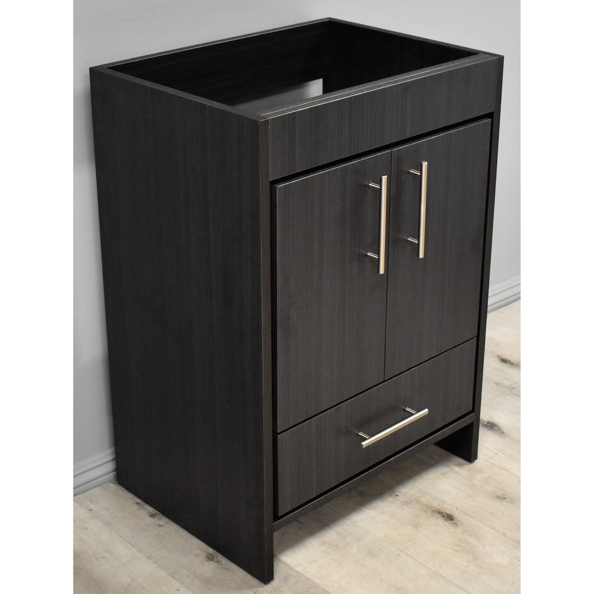 Volpa USA Pacific 24" Black Ash Freestanding Modern Bathroom Vanity With Brushed Nickel Round Handles Cabinet Only