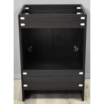 Volpa USA Pacific 24" Black Ash Freestanding Modern Bathroom Vanity With Brushed Nickel Round Handles Cabinet Only