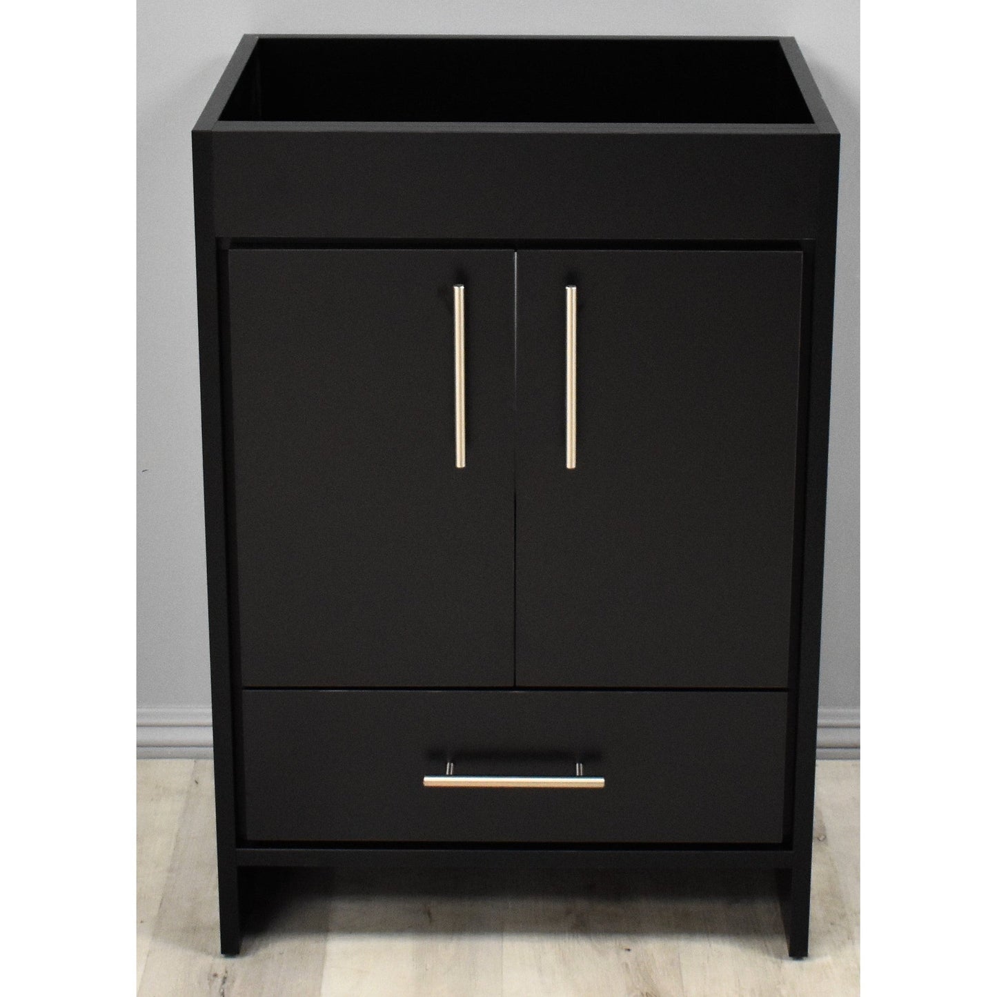 Volpa USA Pacific 24" Black Freestanding Modern Bathroom Vanity With Brushed Nickel Round Handles Cabinet Only