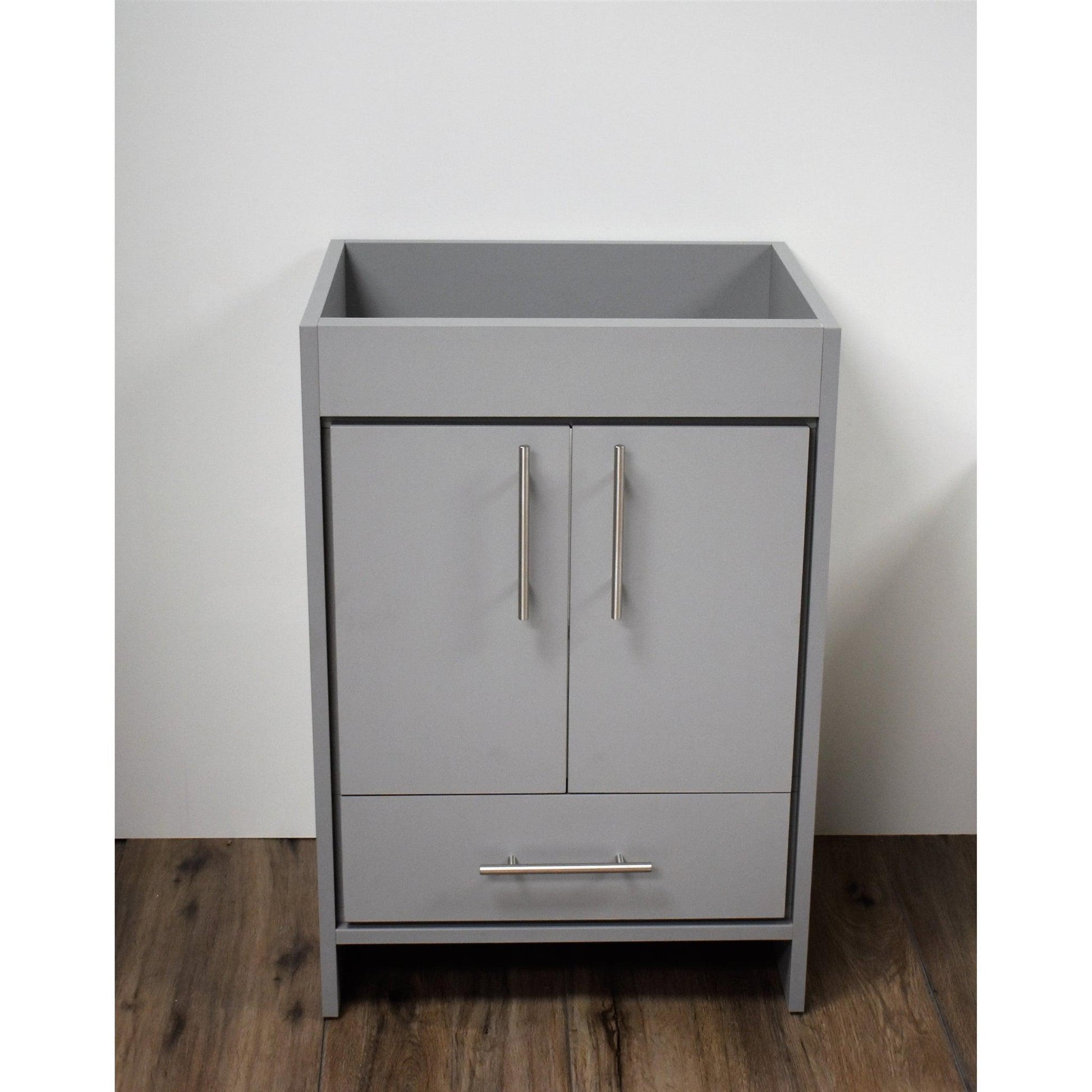 Volpa USA Pacific 24" Gray Freestanding Modern Bathroom Vanity With Brushed Nickel Round Handles Cabinet Only