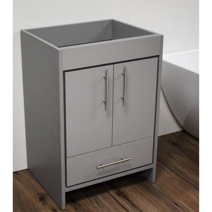 Volpa USA Pacific 24" Gray Freestanding Modern Bathroom Vanity With Brushed Nickel Round Handles Cabinet Only