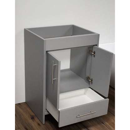 Volpa USA Pacific 24" Gray Freestanding Modern Bathroom Vanity With Brushed Nickel Round Handles Cabinet Only