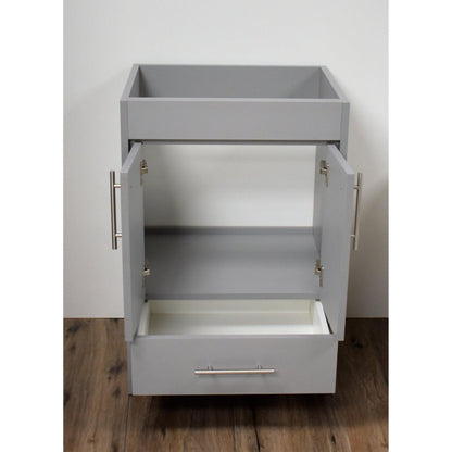 Volpa USA Pacific 24" Gray Freestanding Modern Bathroom Vanity With Brushed Nickel Round Handles Cabinet Only