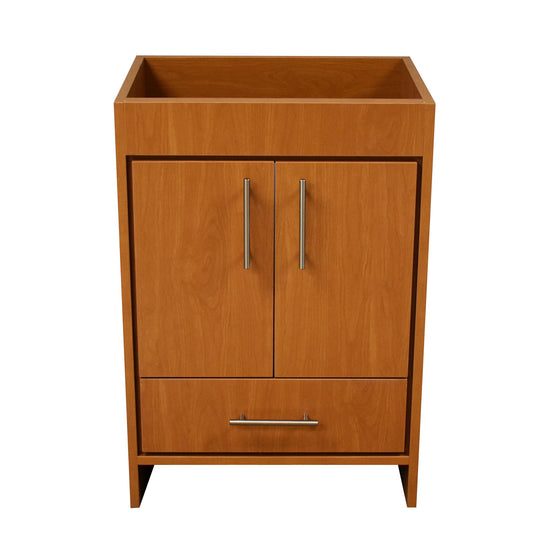 Volpa USA Pacific 24" Honey Maple Freestanding Modern Bathroom Vanity With Brushed Nickel Round Handles Cabinet Only
