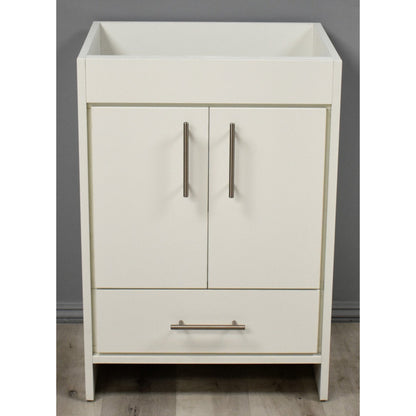 Volpa USA Pacific 24" Soft White Freestanding Modern Bathroom Vanity With Brushed Nickel Round Handles Cabinet Only