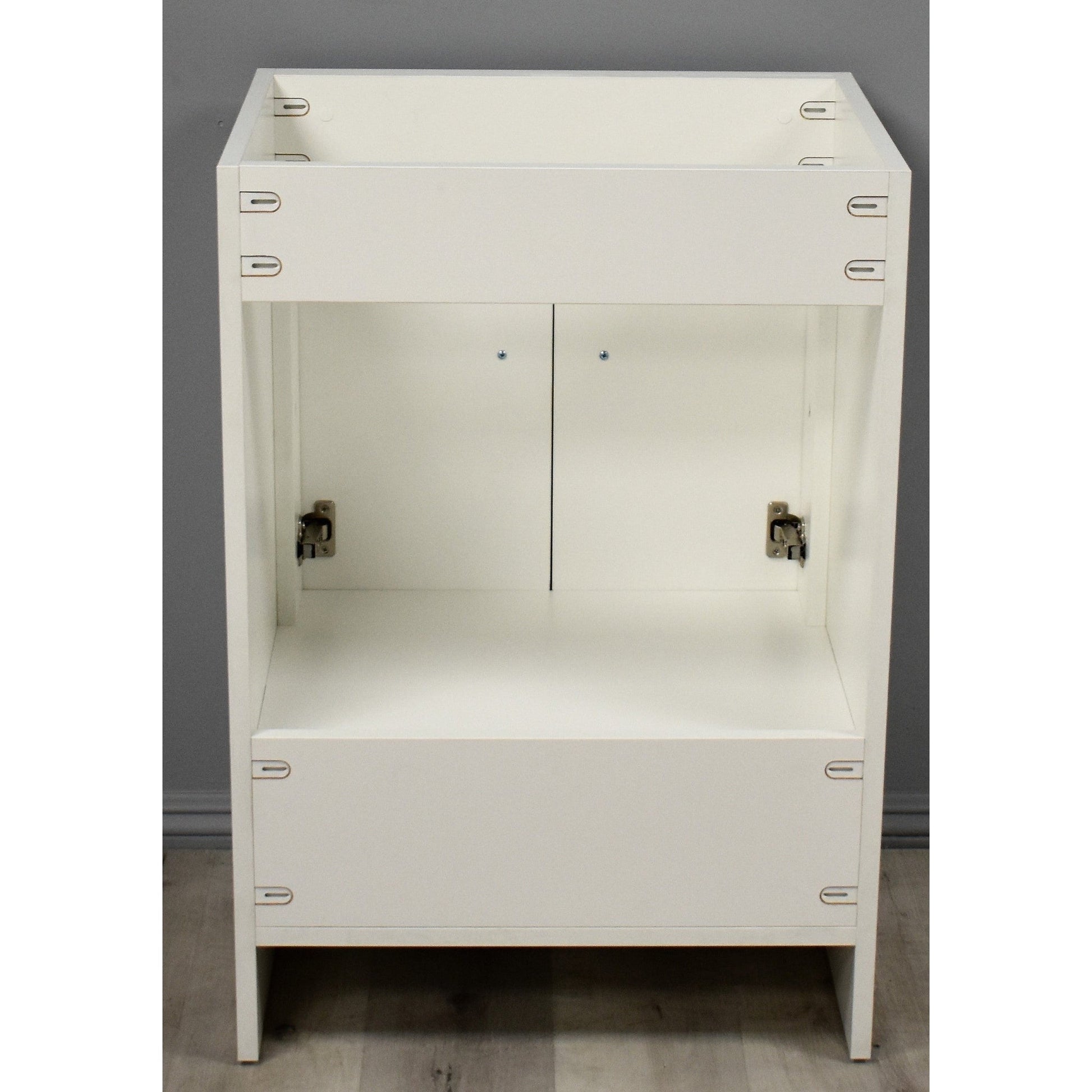 Volpa USA Pacific 24" Soft White Freestanding Modern Bathroom Vanity With Brushed Nickel Round Handles Cabinet Only