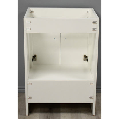 Volpa USA Pacific 24" Soft White Freestanding Modern Bathroom Vanity With Brushed Nickel Round Handles Cabinet Only