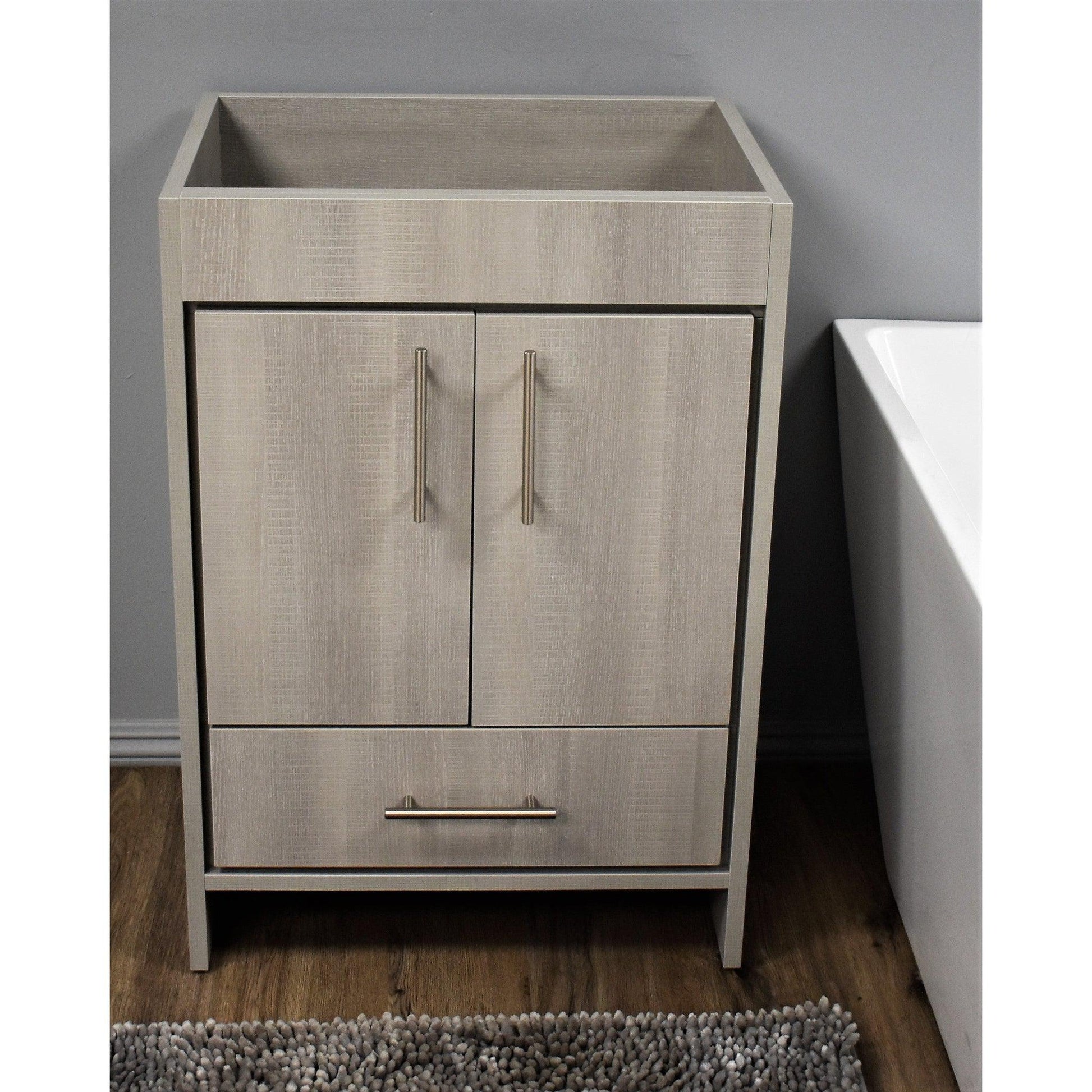 Volpa USA Pacific 24" Weathered Gray Freestanding Modern Bathroom Vanity With Brushed Nickel Round Handles Cabinet Only