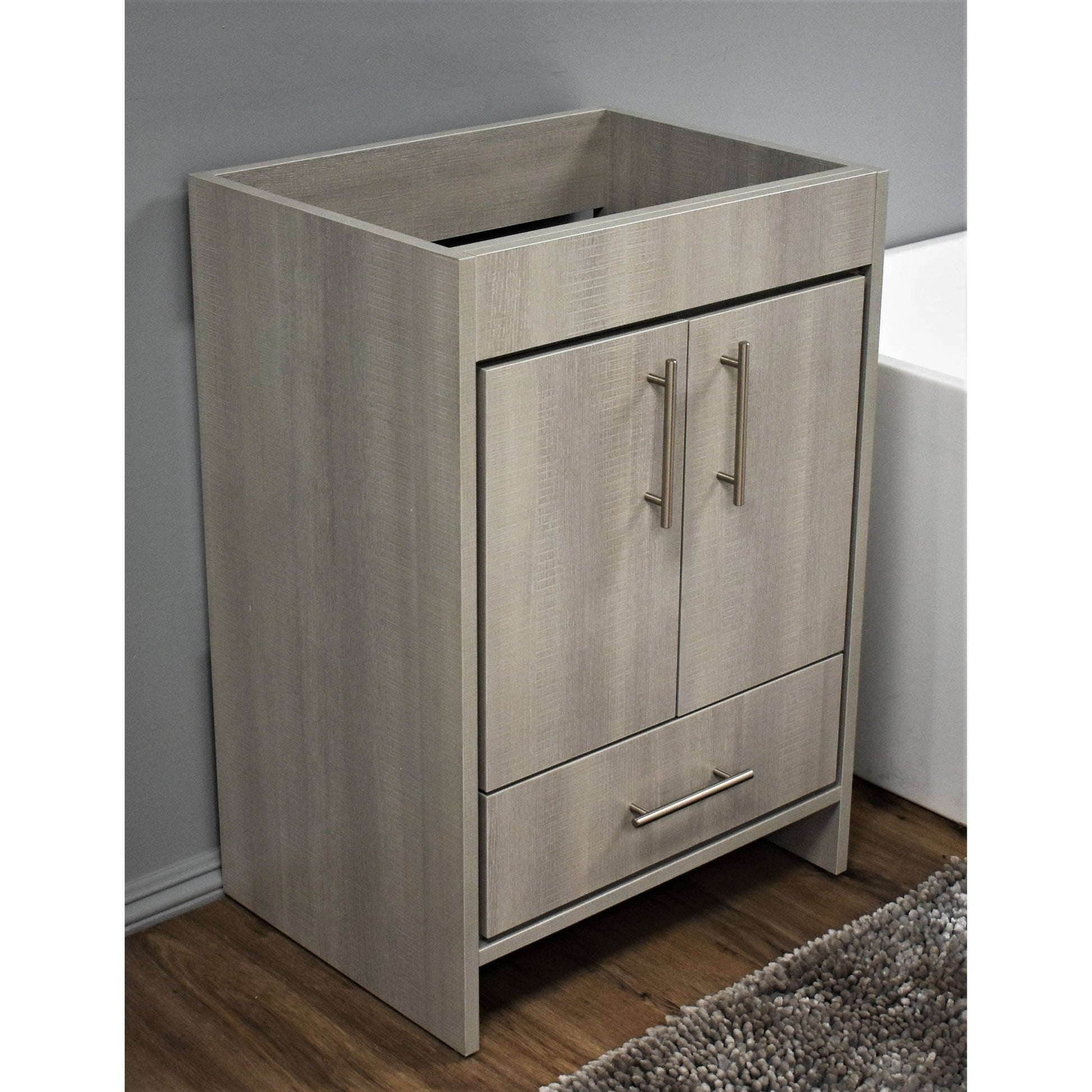 Volpa USA Pacific 24" Weathered Gray Freestanding Modern Bathroom Vanity With Brushed Nickel Round Handles Cabinet Only