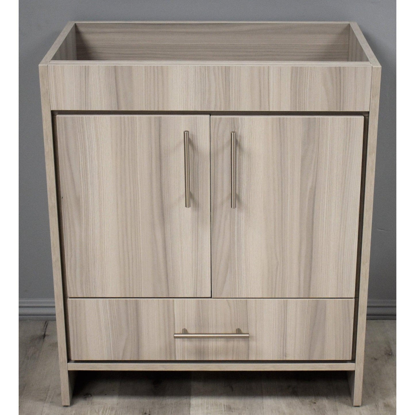 Volpa USA Pacific 30" Ash Gray Freestanding Modern Bathroom Vanity With Brushed Nickel Round Handles Cabinet Only