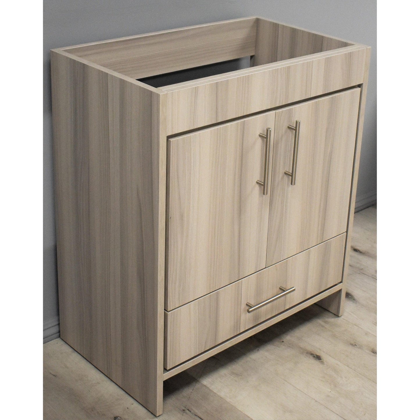 Volpa USA Pacific 30" Ash Gray Freestanding Modern Bathroom Vanity With Brushed Nickel Round Handles Cabinet Only