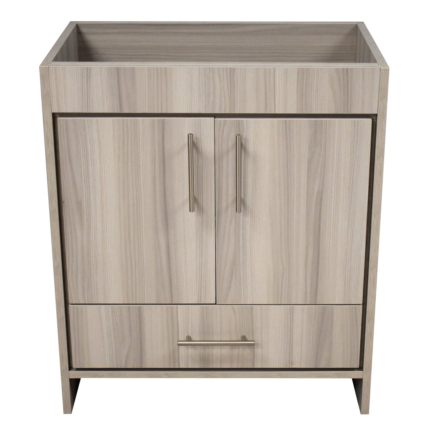 Volpa USA Pacific 30" Ash Gray Freestanding Modern Bathroom Vanity With Brushed Nickel Round Handles Cabinet Only