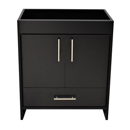 Volpa USA Pacific 30" Black Freestanding Modern Bathroom Vanity With Brushed Nickel Round Handles Cabinet Only