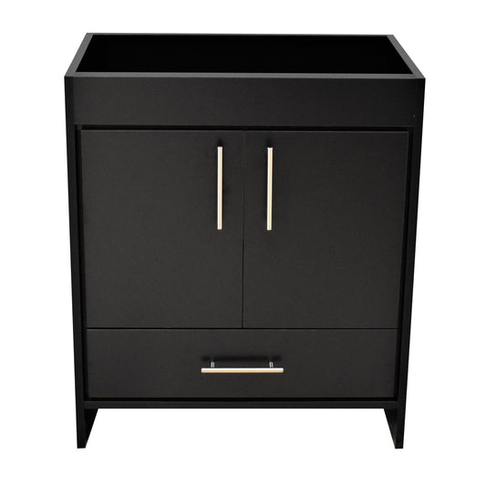 Volpa USA Pacific 30" Black Freestanding Modern Bathroom Vanity With Brushed Nickel Round Handles Cabinet Only