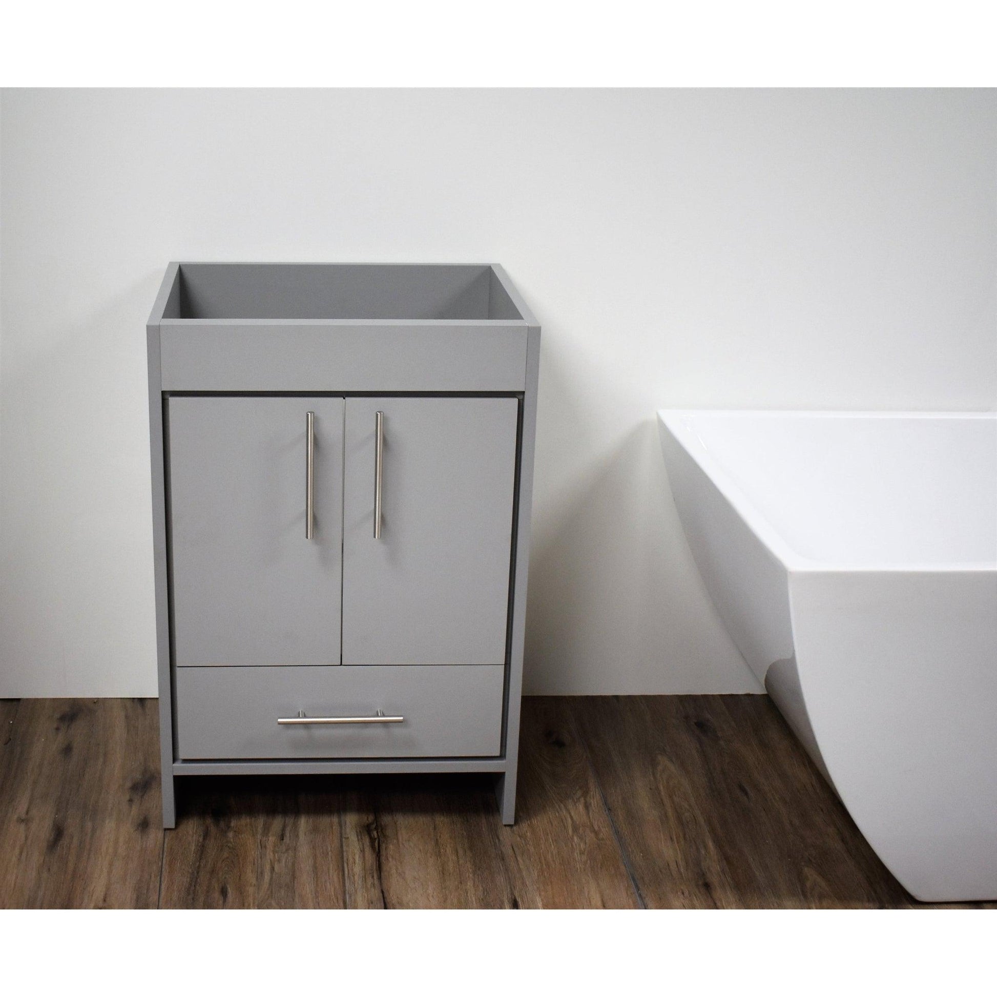 Volpa USA Pacific 30" Gray Freestanding Modern Bathroom Vanity With Brushed Nickel Round Handles Cabinet Only