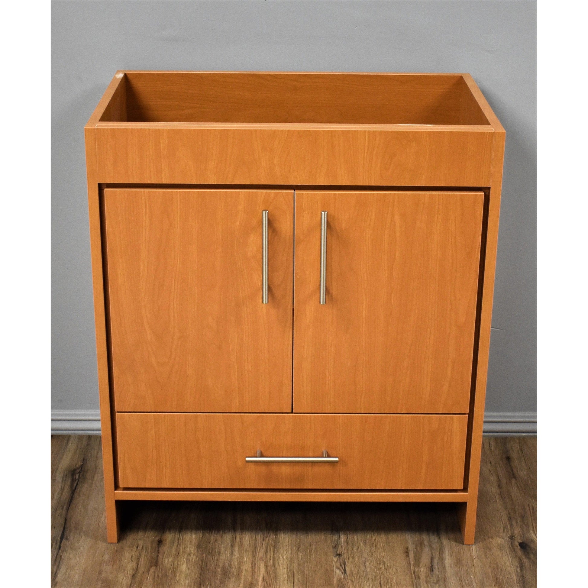 Volpa USA Pacific 30" Honey Maple Freestanding Modern Bathroom Vanity With Brushed Nickel Round Handles Cabinet Only