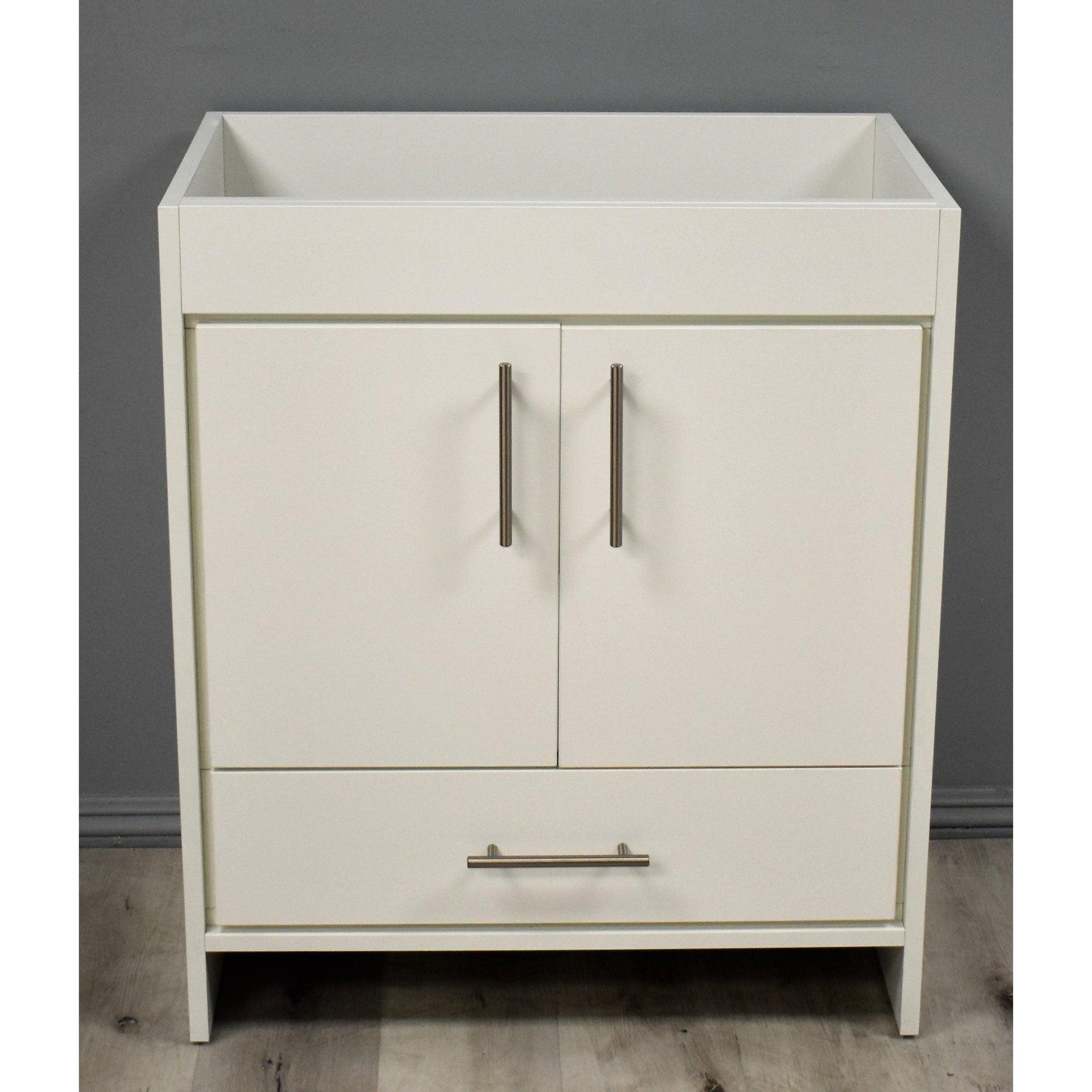 Volpa USA Pacific 30" Soft White Freestanding Modern Bathroom Vanity With Brushed Nickel Round Handles Cabinet Only