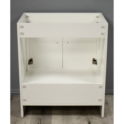 Volpa USA Pacific 30" Soft White Freestanding Modern Bathroom Vanity With Brushed Nickel Round Handles Cabinet Only