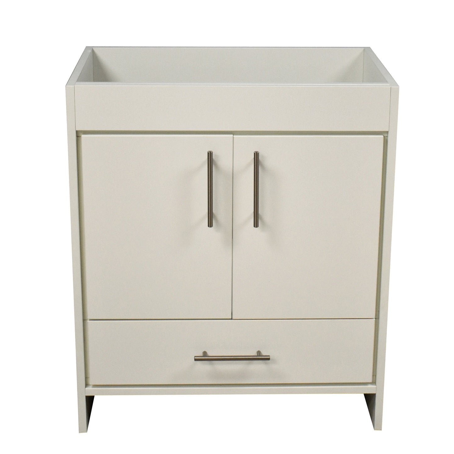 Volpa USA Pacific 30" Soft White Freestanding Modern Bathroom Vanity With Brushed Nickel Round Handles Cabinet Only