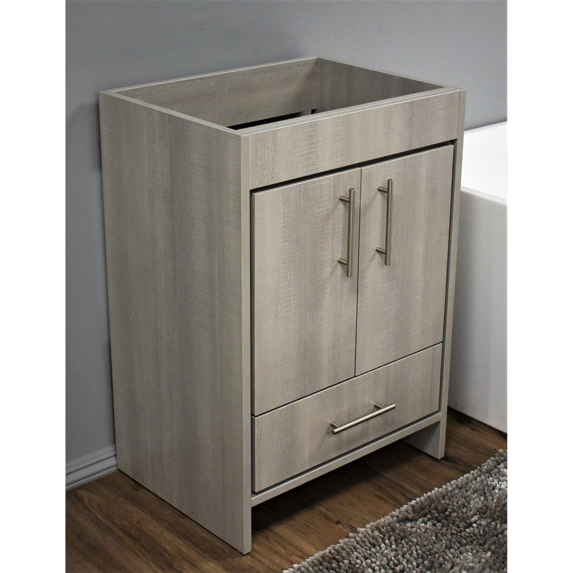 Volpa USA Pacific 30" Weathered Gray Freestanding Modern Bathroom Vanity With Brushed Nickel Round Handles Cabinet Only