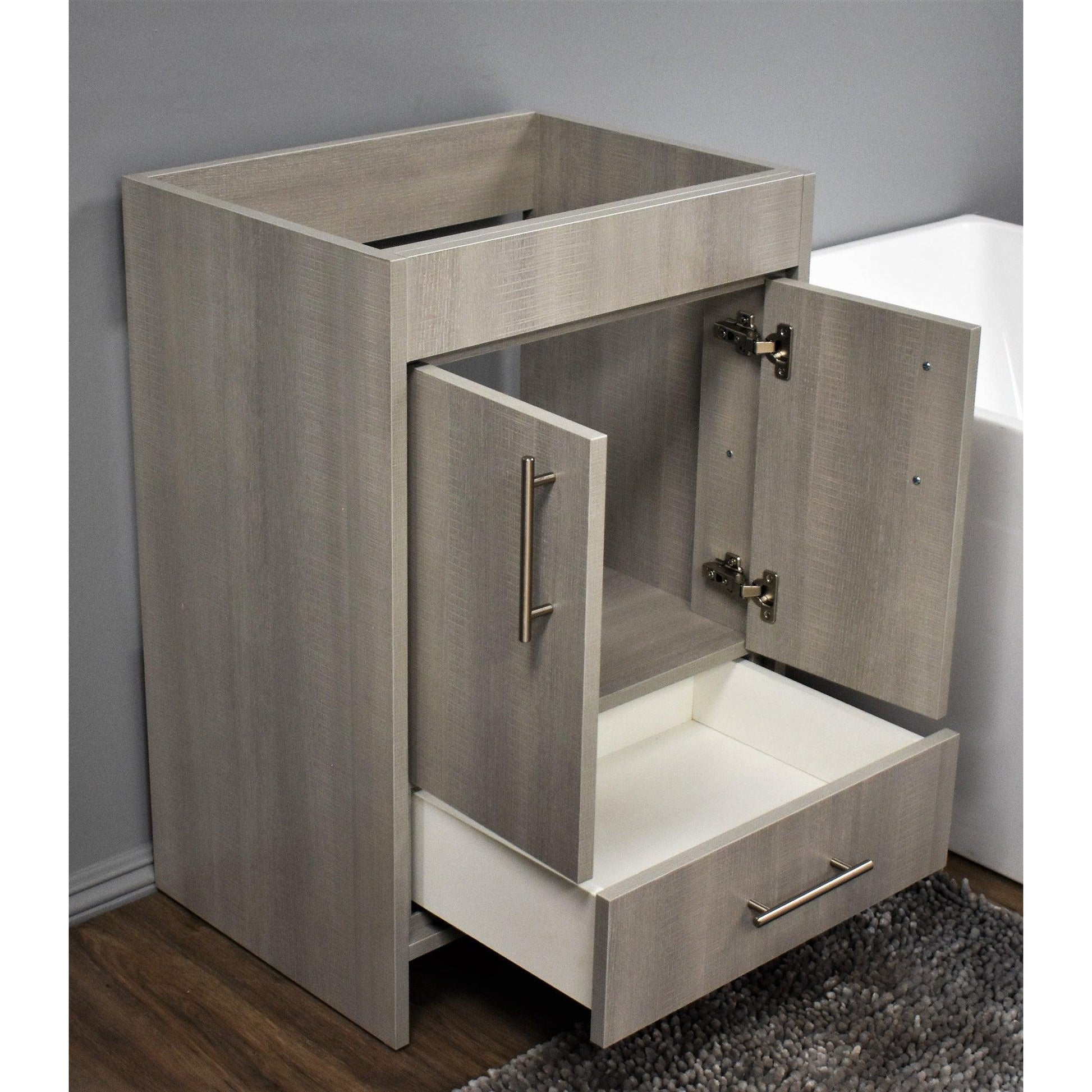 Volpa USA Pacific 30" Weathered Gray Freestanding Modern Bathroom Vanity With Brushed Nickel Round Handles Cabinet Only