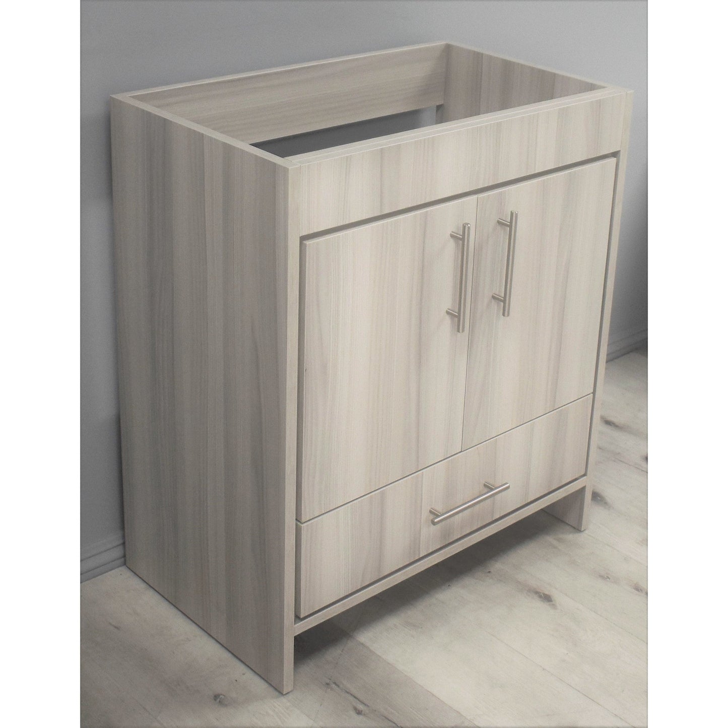 Volpa USA Pacific 36" Ash Gray Freestanding Modern Bathroom Vanity With Brushed Nickel Round Handles Cabinet Only