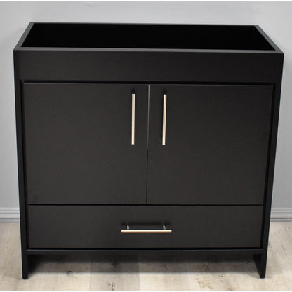 Volpa USA Pacific 36" Black Freestanding Modern Bathroom Vanity With Brushed Nickel Round Handles Cabinet Only