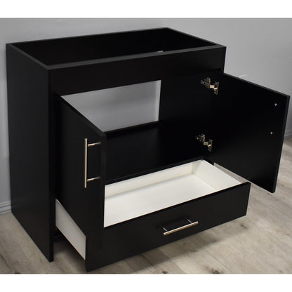 Volpa USA Pacific 36" Black Freestanding Modern Bathroom Vanity With Brushed Nickel Round Handles Cabinet Only