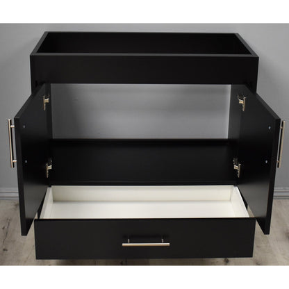 Volpa USA Pacific 36" Black Freestanding Modern Bathroom Vanity With Brushed Nickel Round Handles Cabinet Only