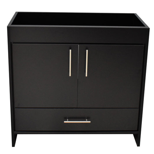 Volpa USA Pacific 36" Black Freestanding Modern Bathroom Vanity With Brushed Nickel Round Handles Cabinet Only