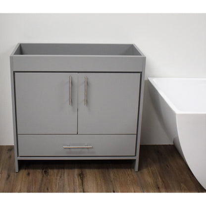 Volpa USA Pacific 36" Gray Freestanding Modern Bathroom Vanity With Brushed Nickel Round Handles Cabinet Only