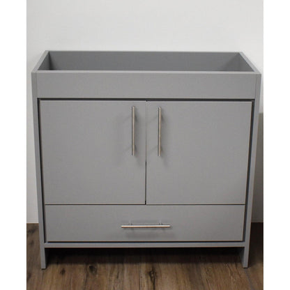 Volpa USA Pacific 36" Gray Freestanding Modern Bathroom Vanity With Brushed Nickel Round Handles Cabinet Only