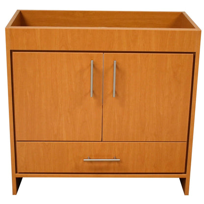 Volpa USA Pacific 36" Honey Maple Freestanding Modern Bathroom Vanity With Brushed Nickel Round Handles Cabinet Only