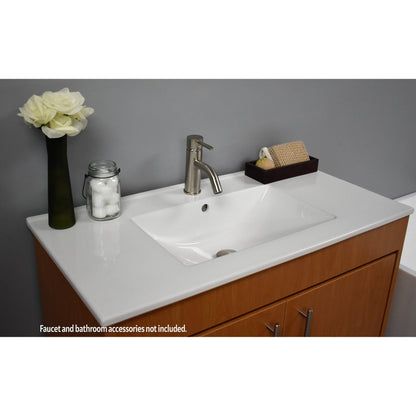 Volpa USA Pacific 36" Honey Maple Freestanding Modern Bathroom Vanity With Integrated Ceramic Top and Brushed Nickel Round Handles