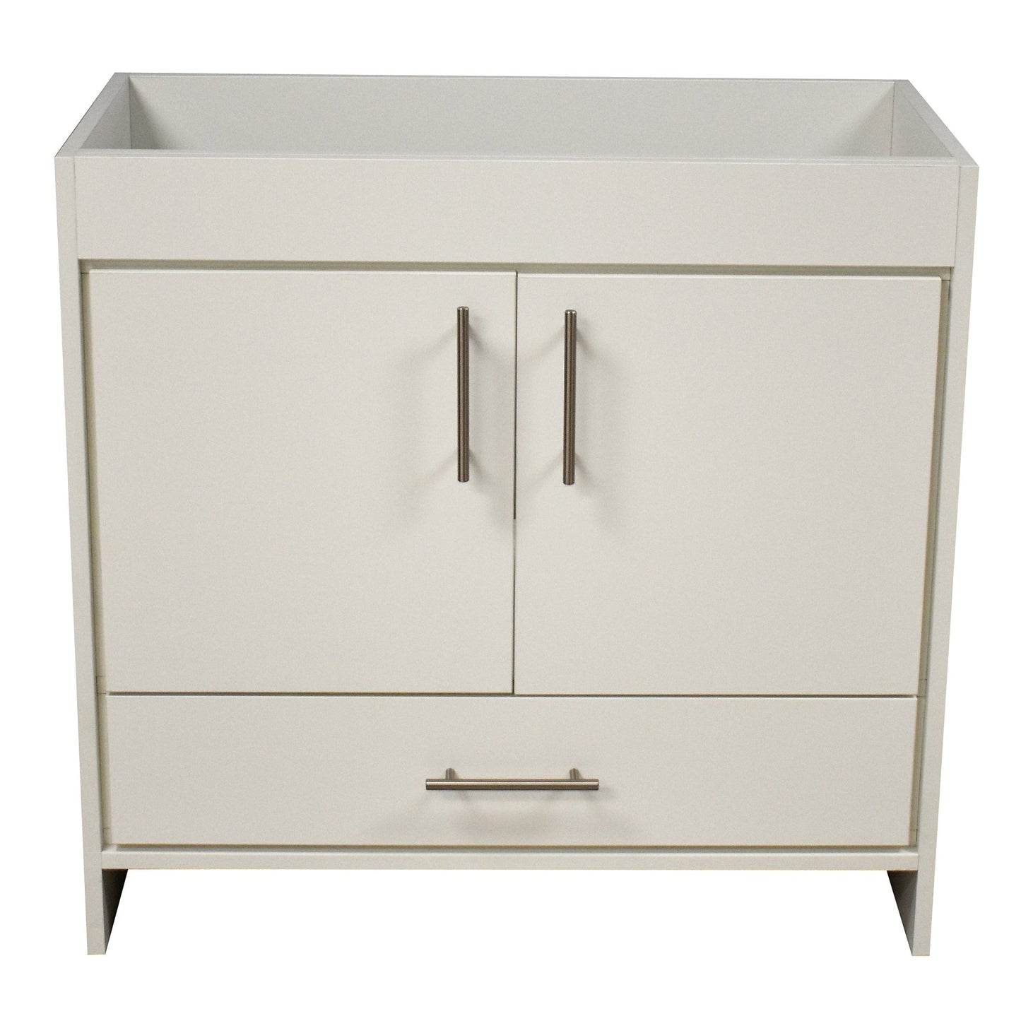Volpa USA Pacific 36" Soft White Freestanding Modern Bathroom Vanity With Brushed Nickel Round Handles Cabinet Only