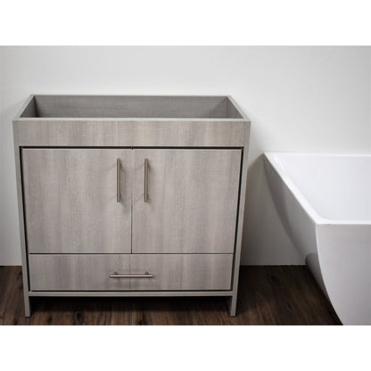 Volpa USA Pacific 36" Weathered Gray Freestanding Modern Bathroom Vanity With Brushed Nickel Round Handles Cabinet Only