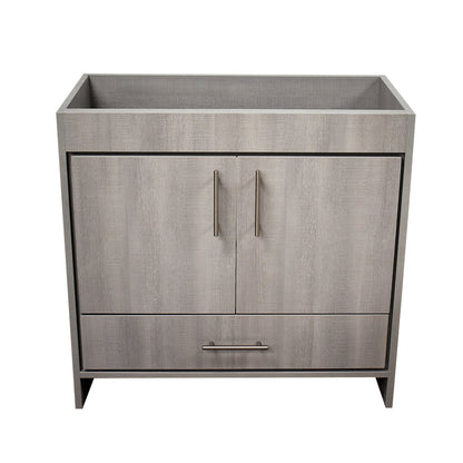 Volpa USA Pacific 36" Weathered Gray Freestanding Modern Bathroom Vanity With Brushed Nickel Round Handles Cabinet Only