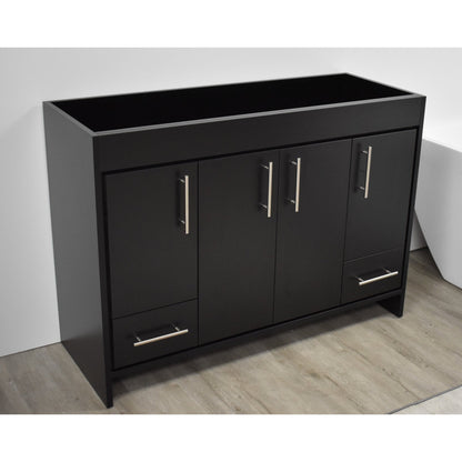 Volpa USA Pacific 48" Black Freestanding Modern Bathroom Vanity With Brushed Nickel Round Handles Cabinet Only