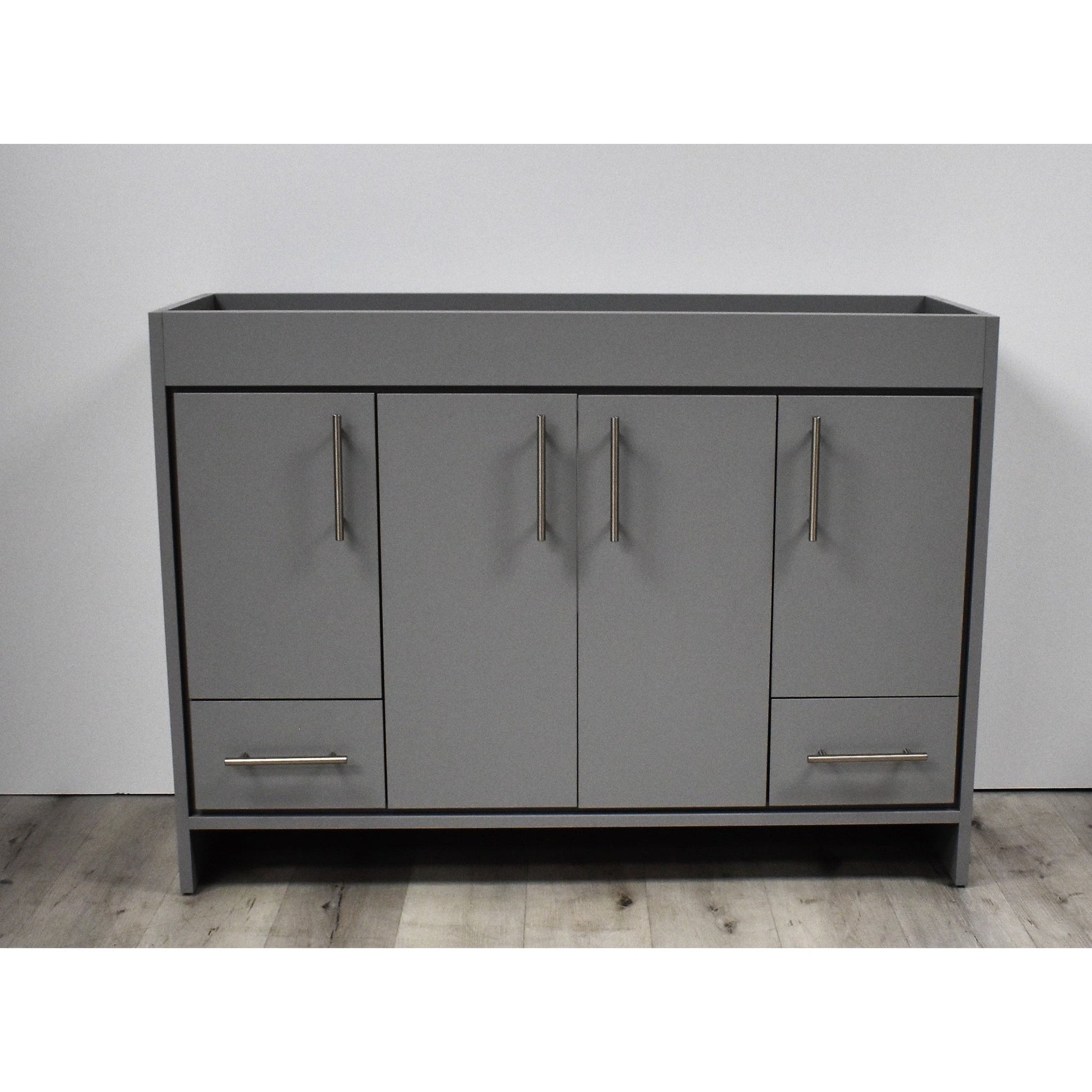 Volpa USA Pacific 48" Gray Freestanding Modern Bathroom Vanity With Brushed Nickel Round Handles Cabinet Only