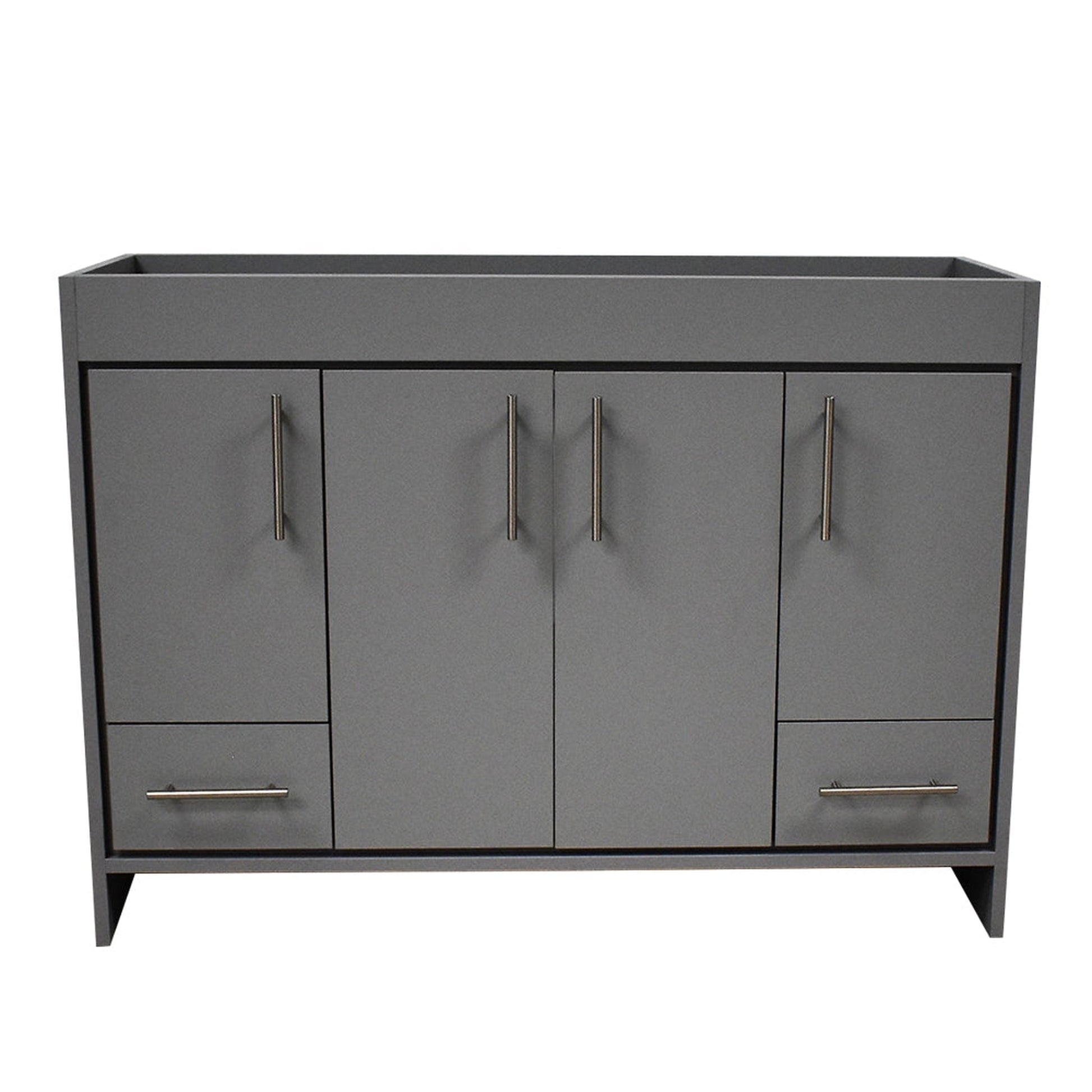 Volpa USA Pacific 48" Gray Freestanding Modern Bathroom Vanity With Brushed Nickel Round Handles Cabinet Only