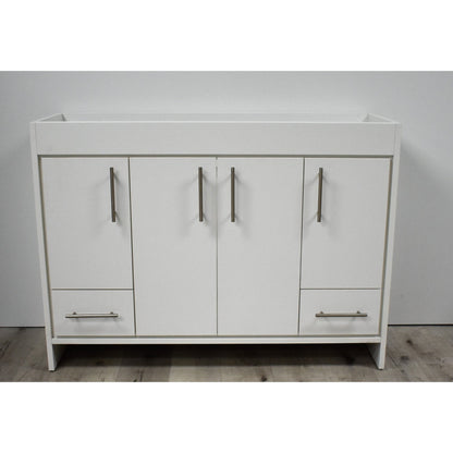 Volpa USA Pacific 48" White Freestanding Modern Bathroom Vanity With Brushed Nickel Round Handles Cabinet Only