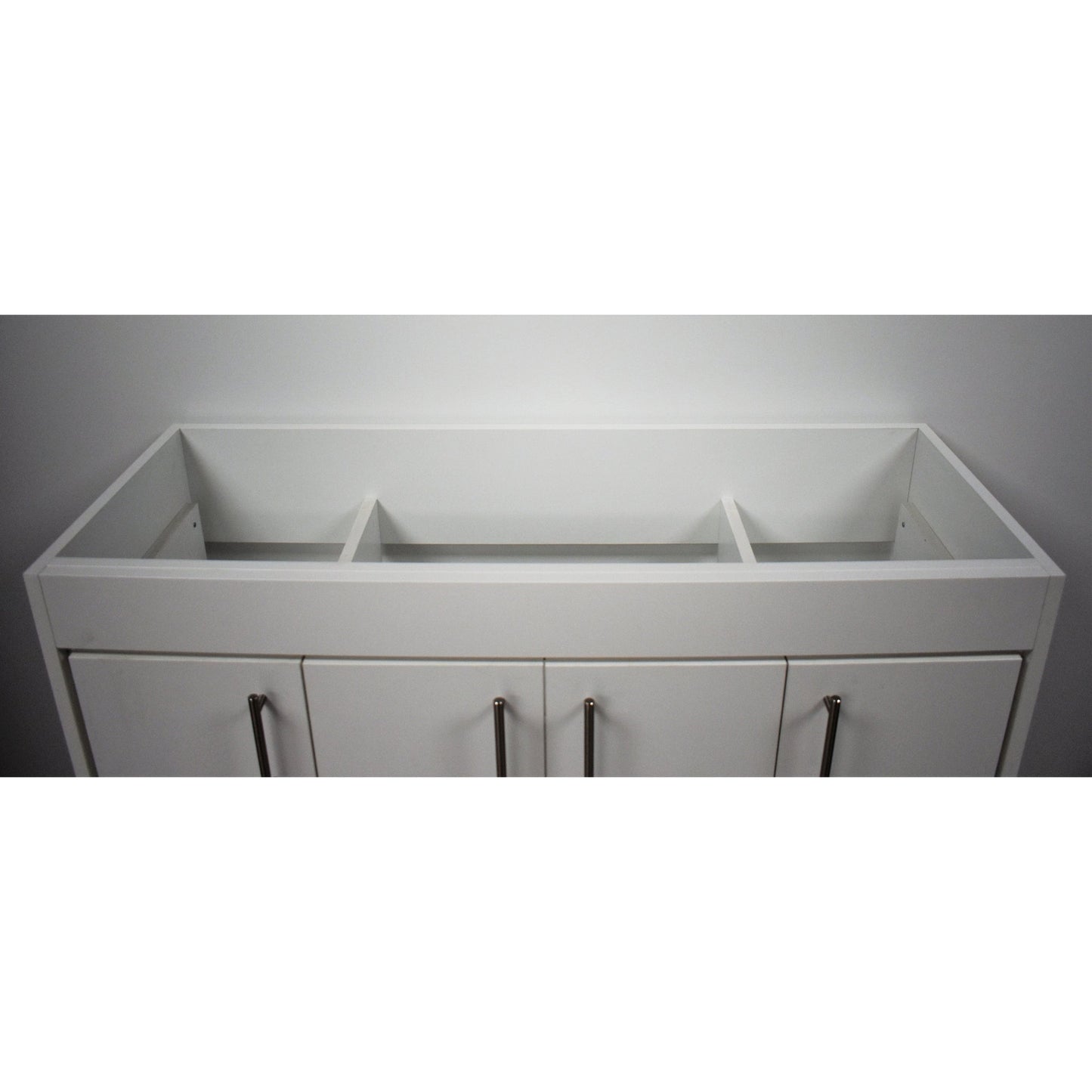 Volpa USA Pacific 48" White Freestanding Modern Bathroom Vanity With Brushed Nickel Round Handles Cabinet Only