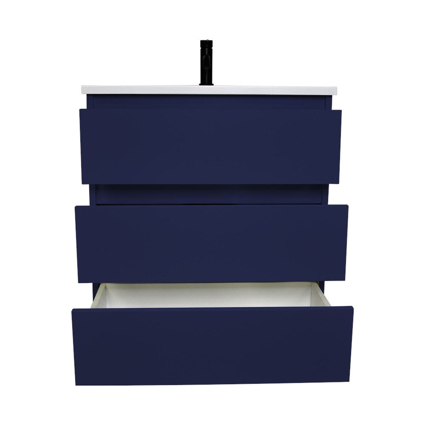 Volpa USA Pepper 24" x 20" Navy Modern Freestanding Bathroom Vanity With Acrylic Top, Integrated Acrylic Sink and drawers