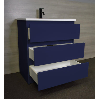 Volpa USA Pepper 24" x 20" Navy Modern Freestanding Bathroom Vanity With Acrylic Top, Integrated Acrylic Sink and drawers