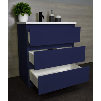 Volpa USA Pepper 24" x 20" Navy Modern Freestanding Bathroom Vanity With Acrylic Top, Integrated Acrylic Sink and drawers