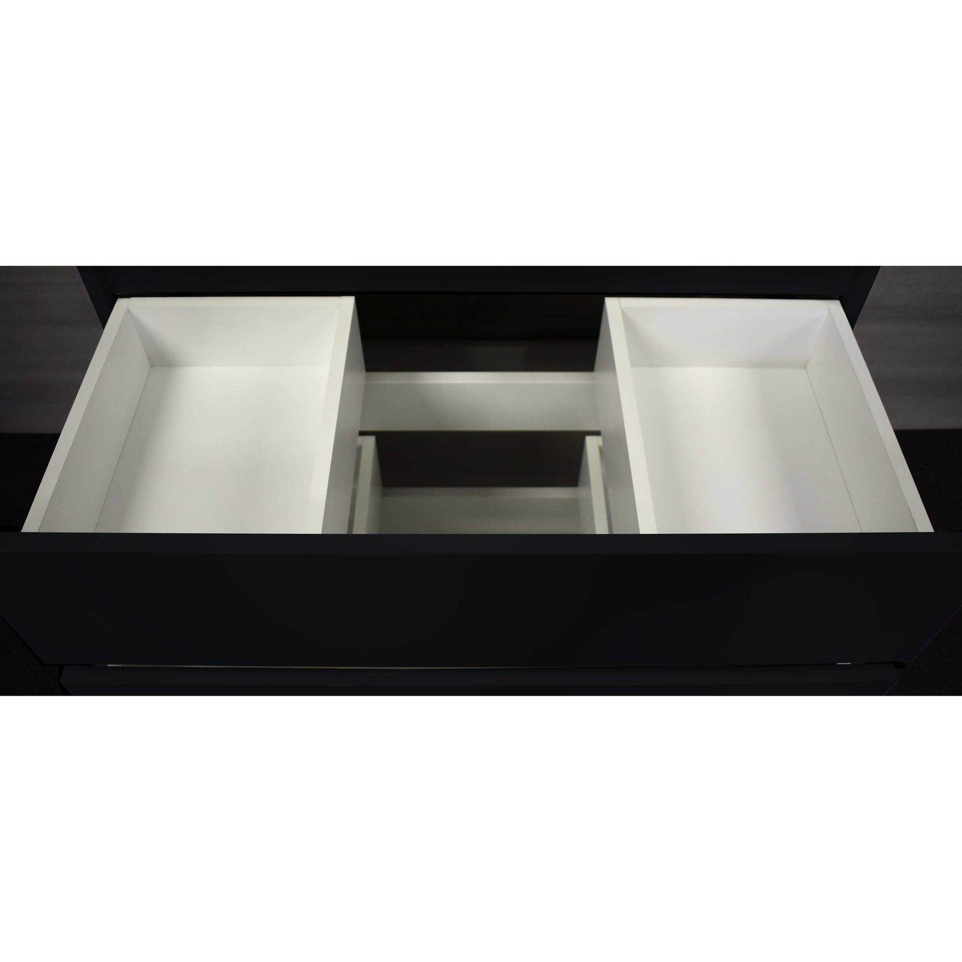 Volpa USA Pepper 30" x 20" Black Modern Freestanding Bathroom Vanity With Acrylic Top, Integrated Acrylic Sink and drawers